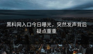 黑料网入口今日曝光，突然发声背后疑点重重
