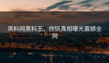 黑料网黑料王，炸锅真相曝光震撼全网