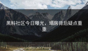 黑料社区今日曝光，塌房背后疑点重重