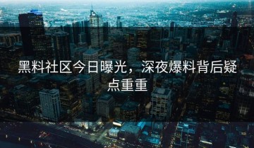 黑料社区今日曝光，深夜爆料背后疑点重重