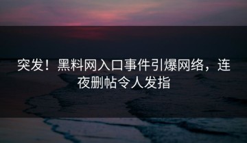 突发！黑料网入口事件引爆网络，连夜删帖令人发指
