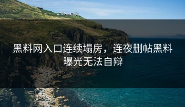 黑料网入口连续塌房，连夜删帖黑料曝光无法自辩