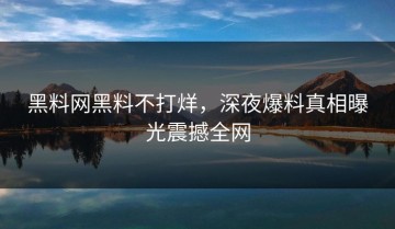 黑料网黑料不打烊，深夜爆料真相曝光震撼全网