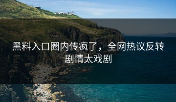 黑料入口圈内传疯了，全网热议反转剧情太戏剧