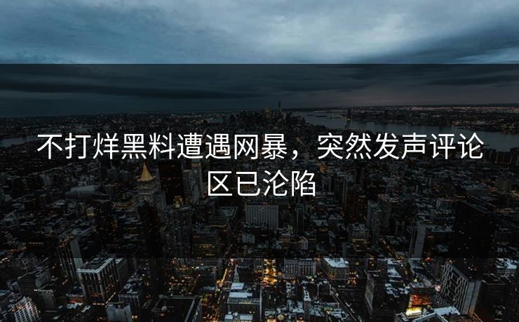 不打烊黑料遭遇网暴，突然发声评论区已沦陷