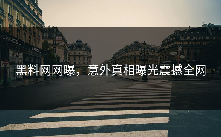 黑料网网曝，意外真相曝光震撼全网