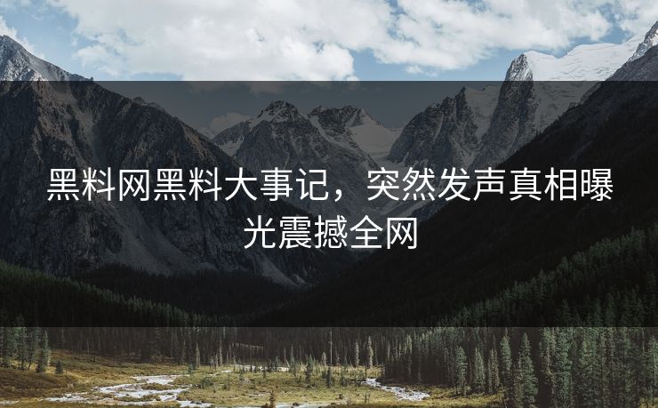 黑料网黑料大事记，突然发声真相曝光震撼全网