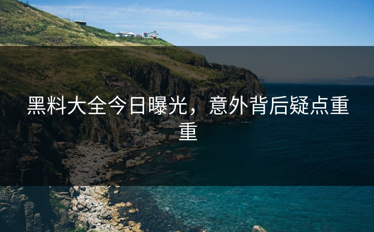 黑料大全今日曝光，意外背后疑点重重