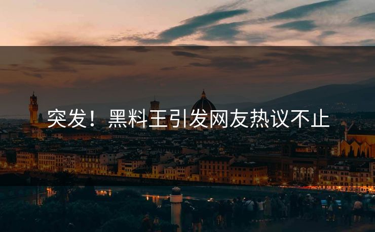 突发！黑料王引发网友热议不止