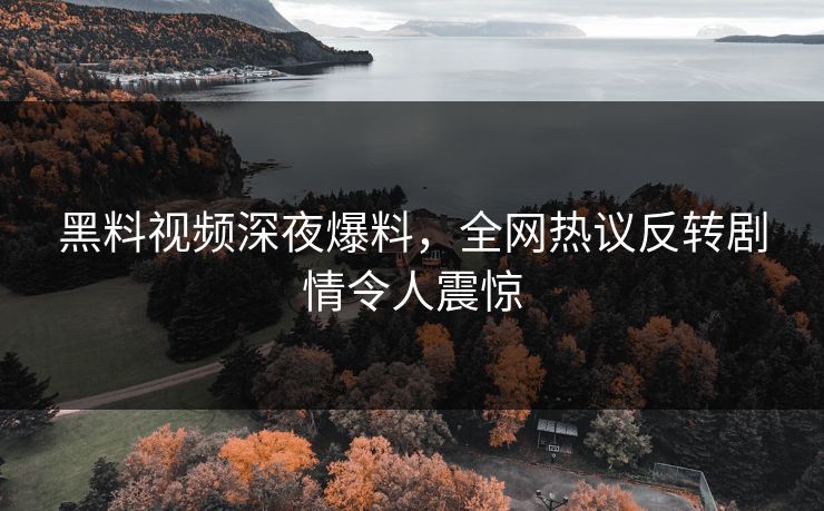 黑料视频深夜爆料，全网热议反转剧情令人震惊