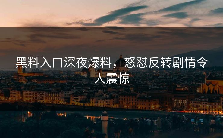 黑料入口深夜爆料,怒怼反转剧情令人震惊 黑料入口深夜爆料,怒怼反转剧情令人震惊